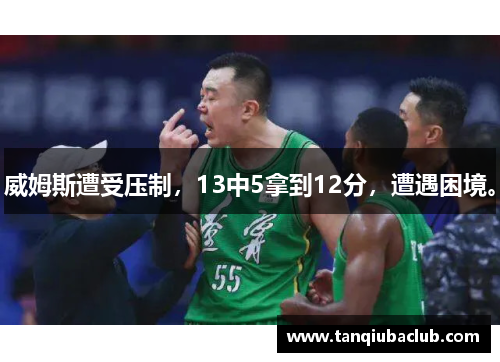 威姆斯遭受压制,13中5拿到12分,遭遇困境。 威姆斯遭受压制,13中5拿到12分,遭遇困境。
